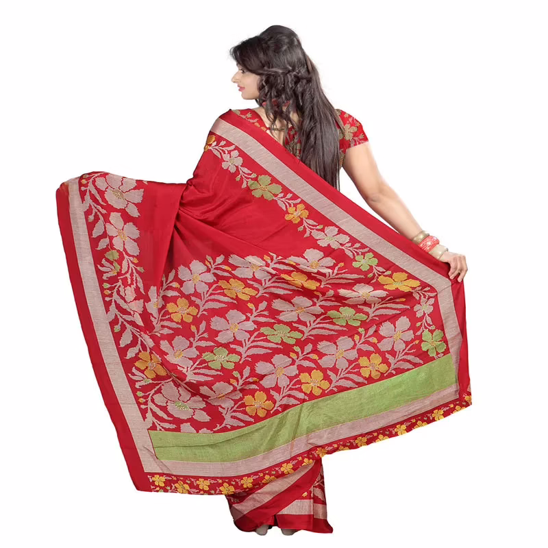 Lookslady Printed Red Crepe saree - Image 3