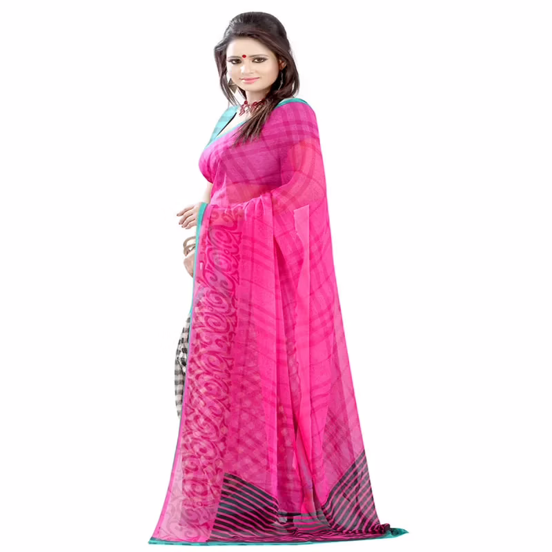 Lookslady Printed Pink Chiffon saree - Image 3