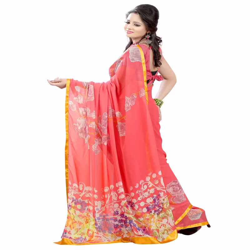 Lookslady Printed Pink Georgette saree - Image 3