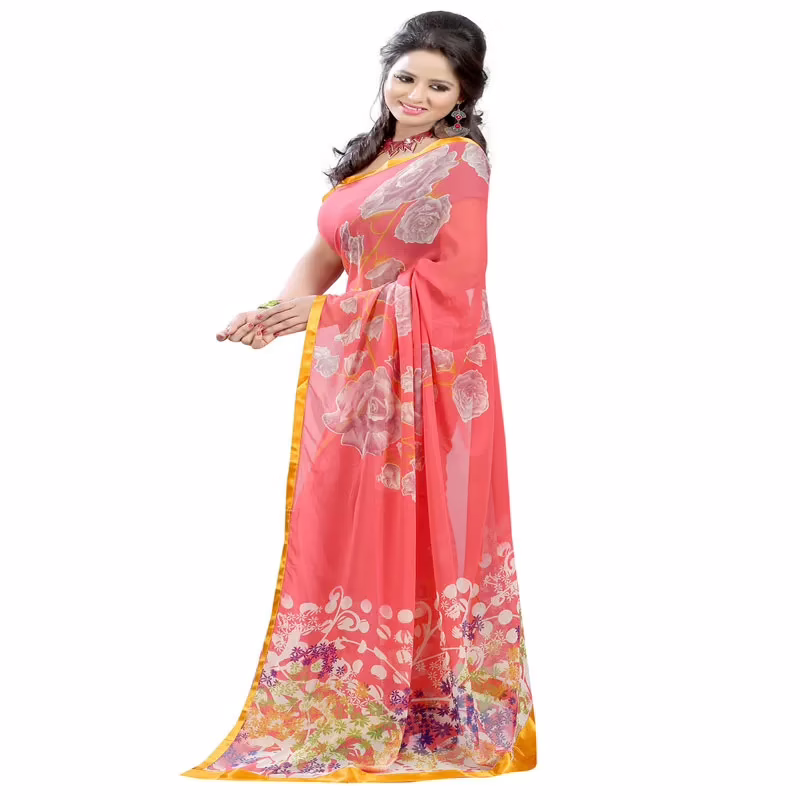 Lookslady Printed Pink Georgette saree - Image 2