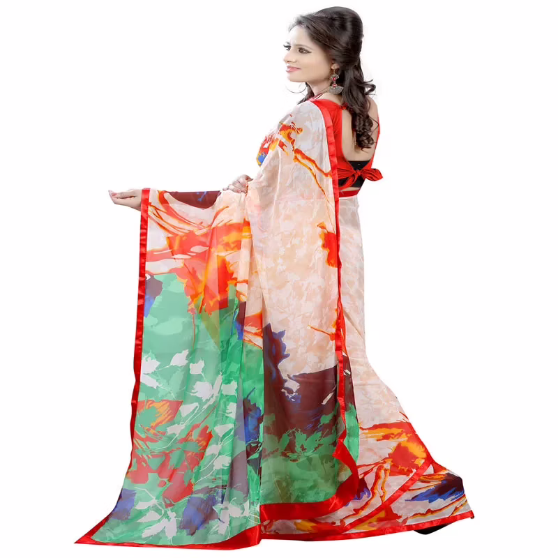 Lookslady Printed Pink Georgette saree - Image 2
