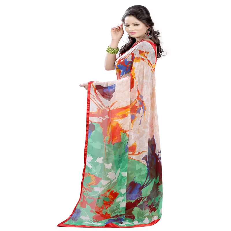 Lookslady Printed Pink Georgette saree - Image 4