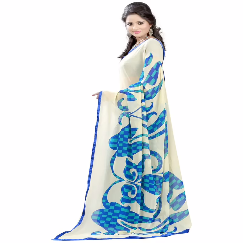 Lookslady Printed Beige Georgette saree - Image 3