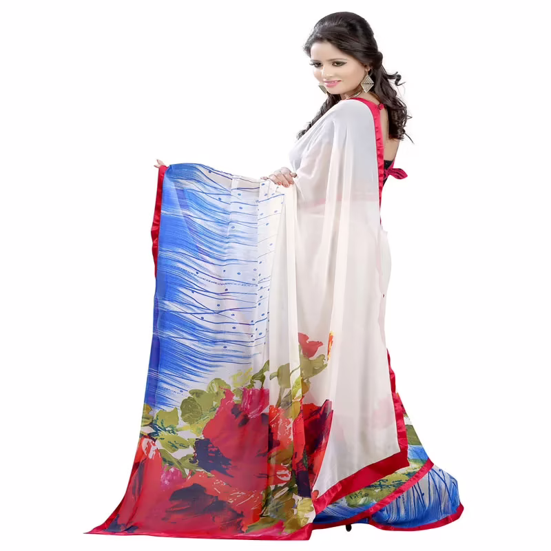 Lookslady Printed White Georgette saree - Image 3
