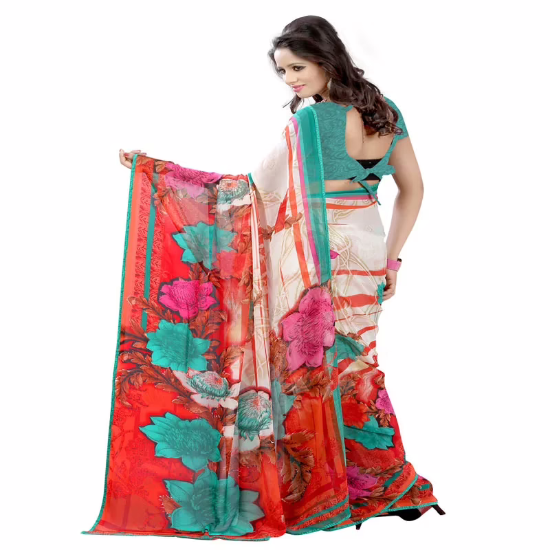 Lookslady Printed Red Georgette saree - Image 2