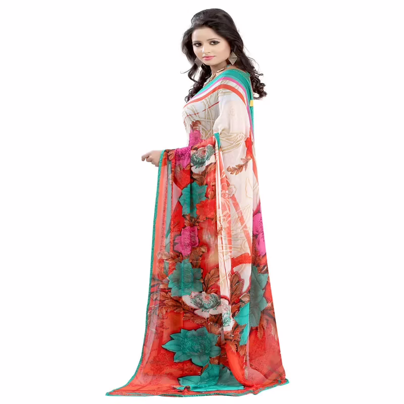 Lookslady Printed Red Georgette saree - Image 3