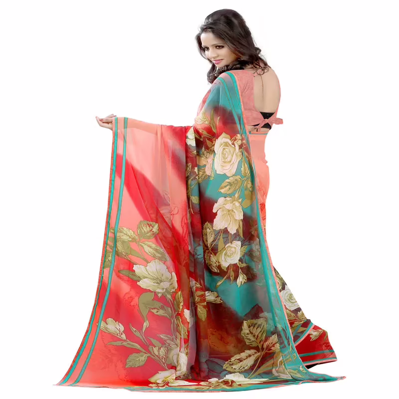 Lookslady Printed Pink Georgette saree - Image 3