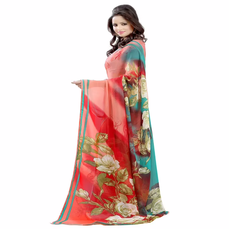 Lookslady Printed Pink Georgette saree - Image 2