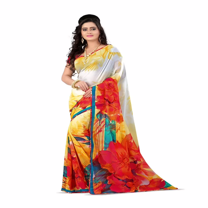 Lookslady Printed Pink Georgette saree