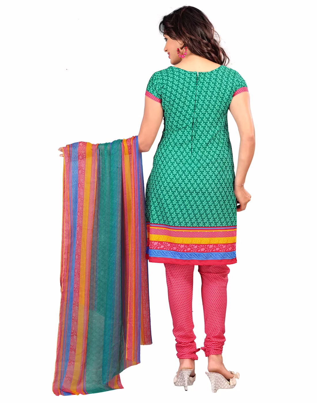 Lookslady Printed Green Crepe Dress-Material - Image 3