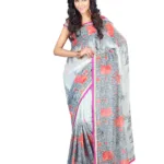 Lookslady Printed Beige Faux Georgette saree