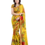Lookslady Printed Yellow Faux Georgette Saree