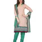 Lookslady Printed Beige Cotton Printed Dress-Material