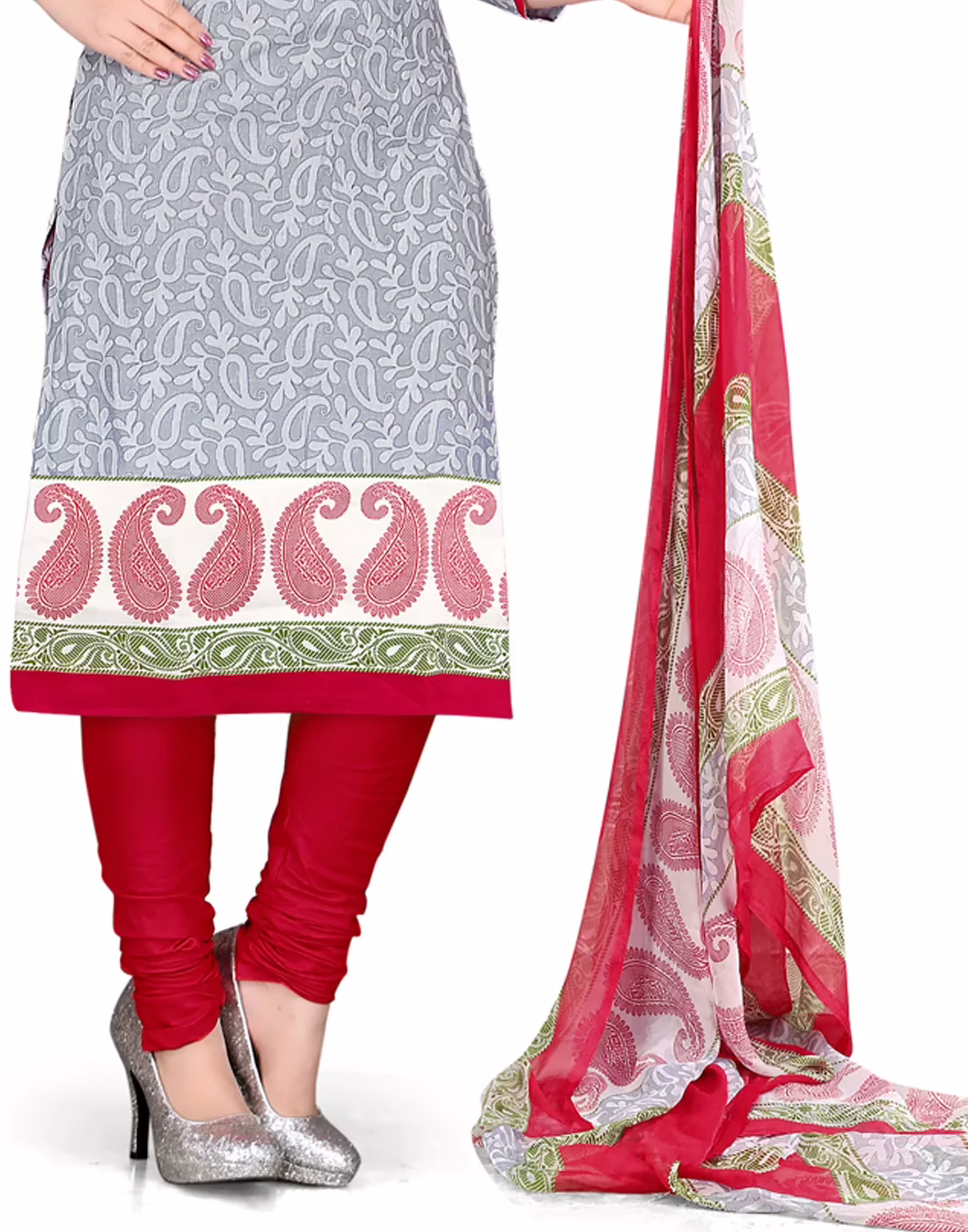 Lookslady Printed Grey Cotton Printed Dress-Material - Image 4