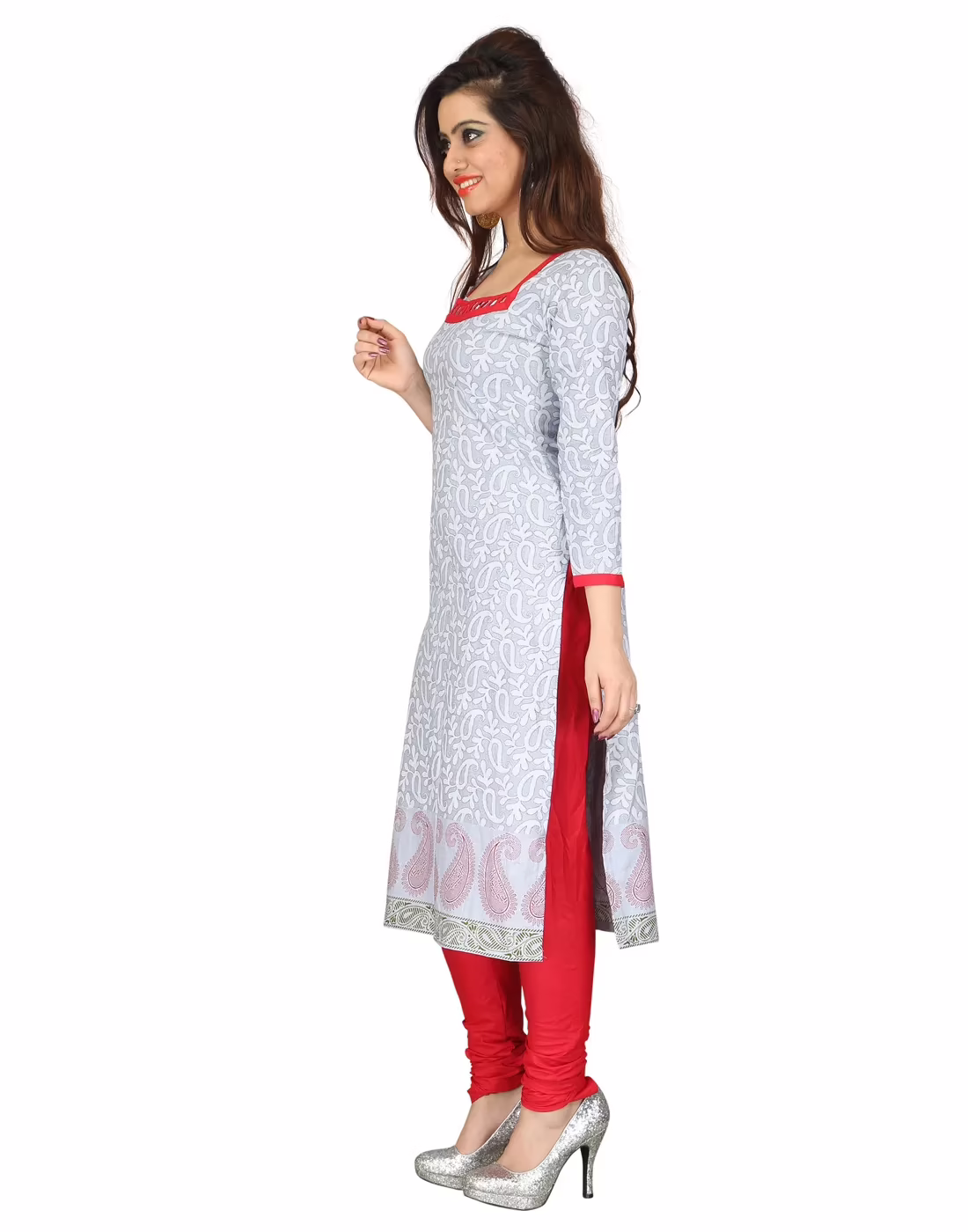 Lookslady Printed Grey Cotton Printed Dress-Material - Image 2