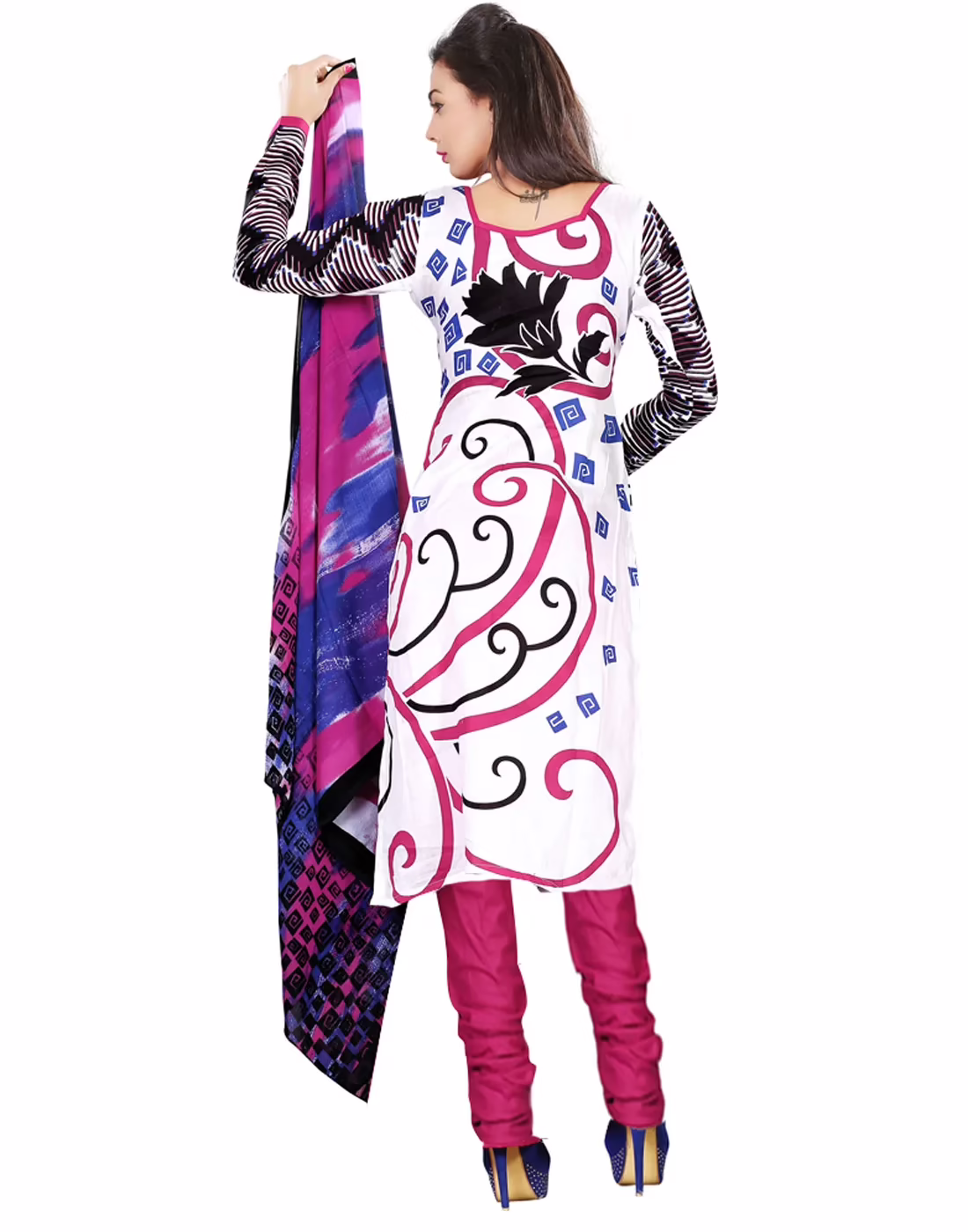 Lookslady Printed White Cotton Dress-Material - Image 2