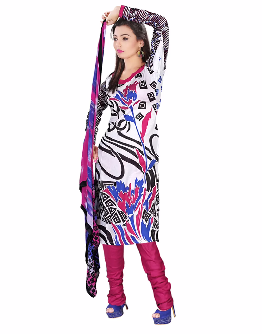 Lookslady Printed White Cotton Dress-Material - Image 3