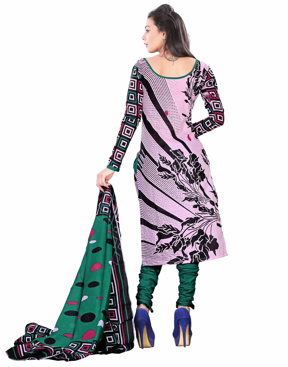 Lookslady Printed Purple Cotton Dress-Material - Image 2