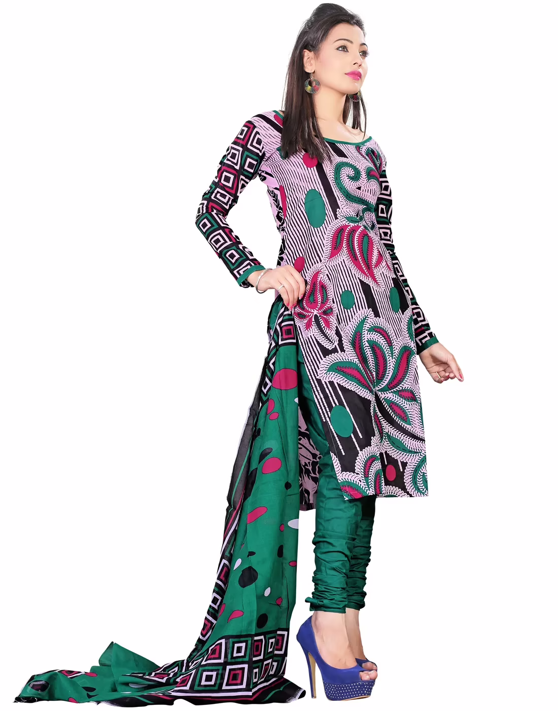 Lookslady Printed Purple Cotton Dress-Material - Image 3