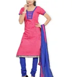 Lookslady Embroidered Pink Cotton Dress-Material