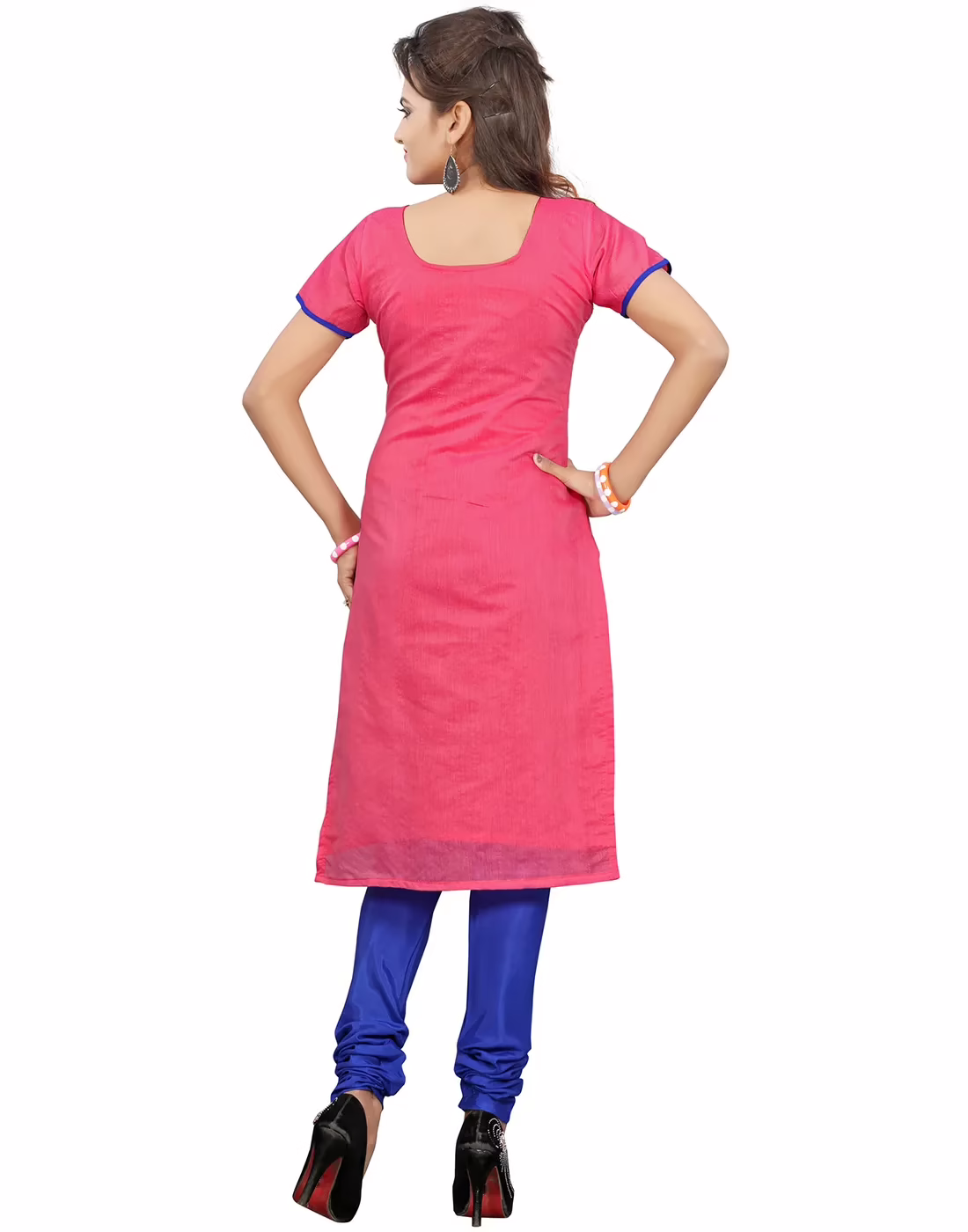 Lookslady Embroidered Pink Cotton Dress-Material - Image 2