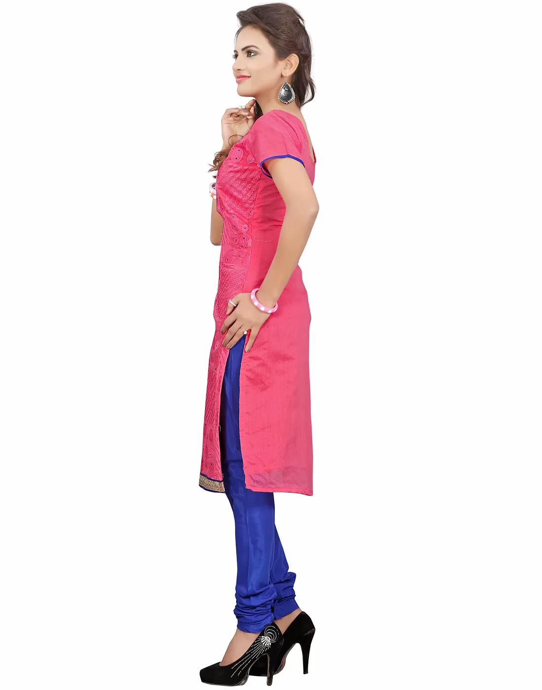 Lookslady Embroidered Pink Cotton Dress-Material - Image 3