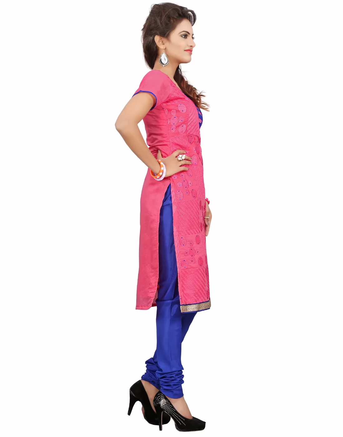 Lookslady Embroidered Pink Cotton Dress-Material - Image 4