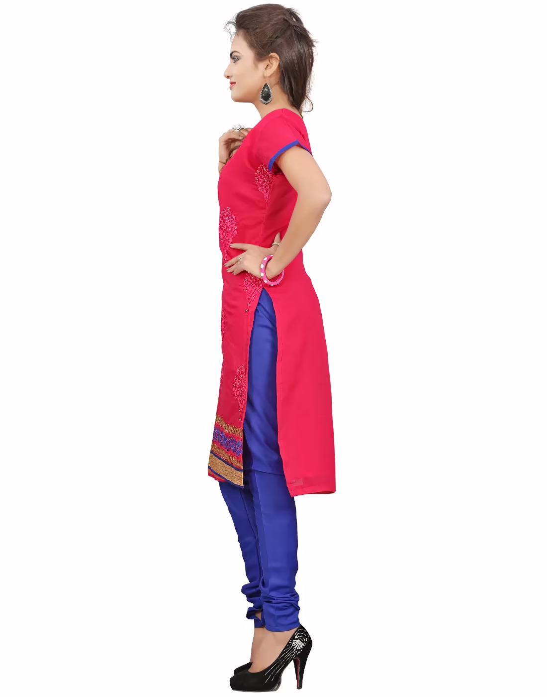 Lookslady Embroidered Pink Cotton Dress-Material - Image 3