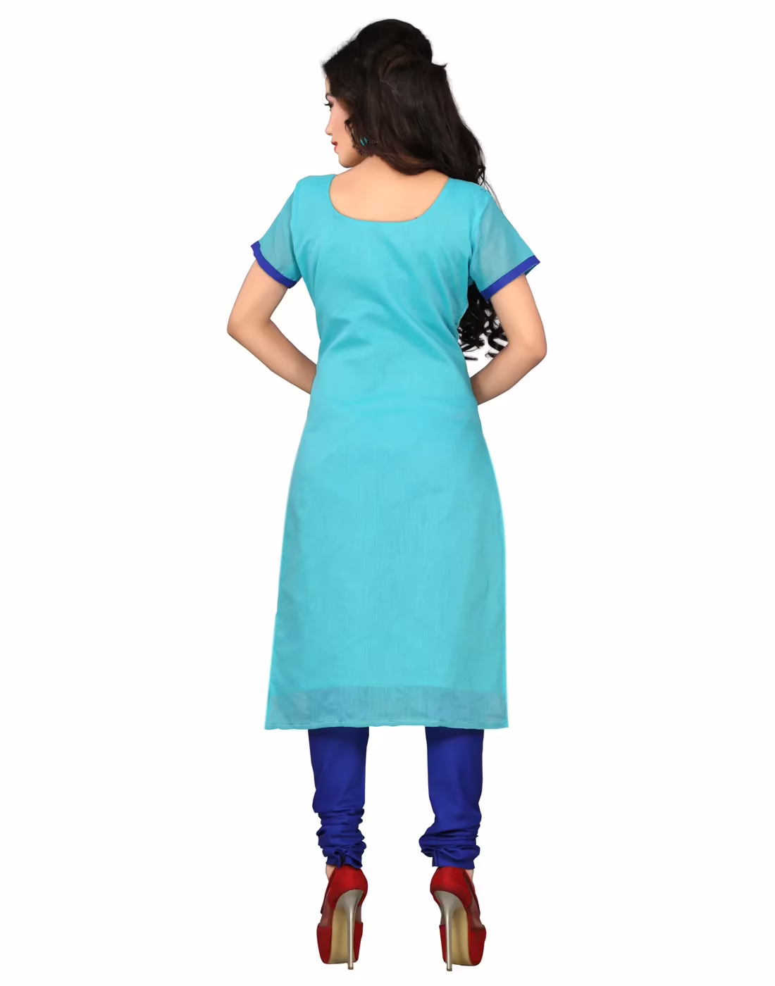 Lookslady Embroidered Light Blue Cotton Dress-Material - Image 2