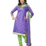 Lookslady Embroidered Purple Cotton Dress-Material