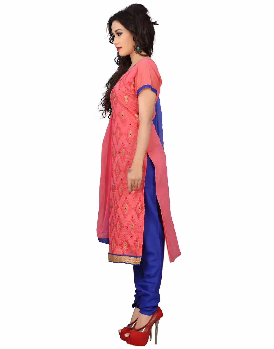 Lookslady Embroidered Pink Cotton Dress-Material - Image 3