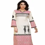 Buyzaar White Print Designer Readymade Kurtis