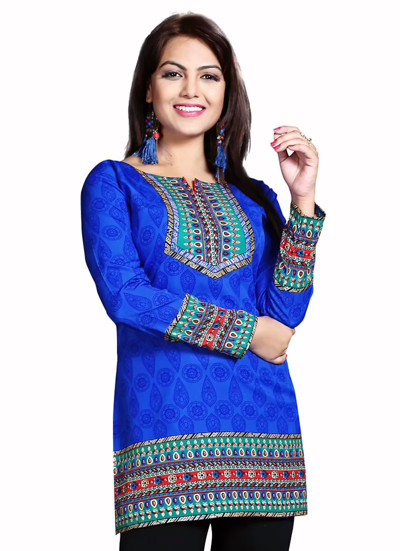 Buyzaar Blue Print Designer Readymade Kurtis