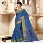 Kajri Navy Blue Printed Cotton Saree