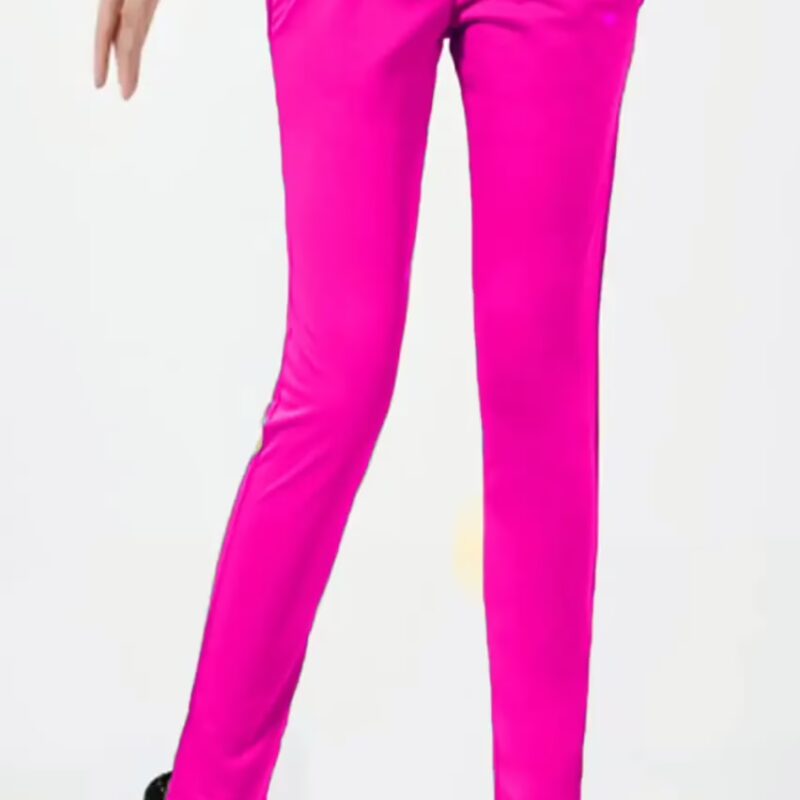 Rose Pink Side Pocket Buttoned Elastic Waist Jegging Size-30,32,34