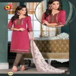 Mahek Red & Brown Jacquard Brasso Unstitched Suit