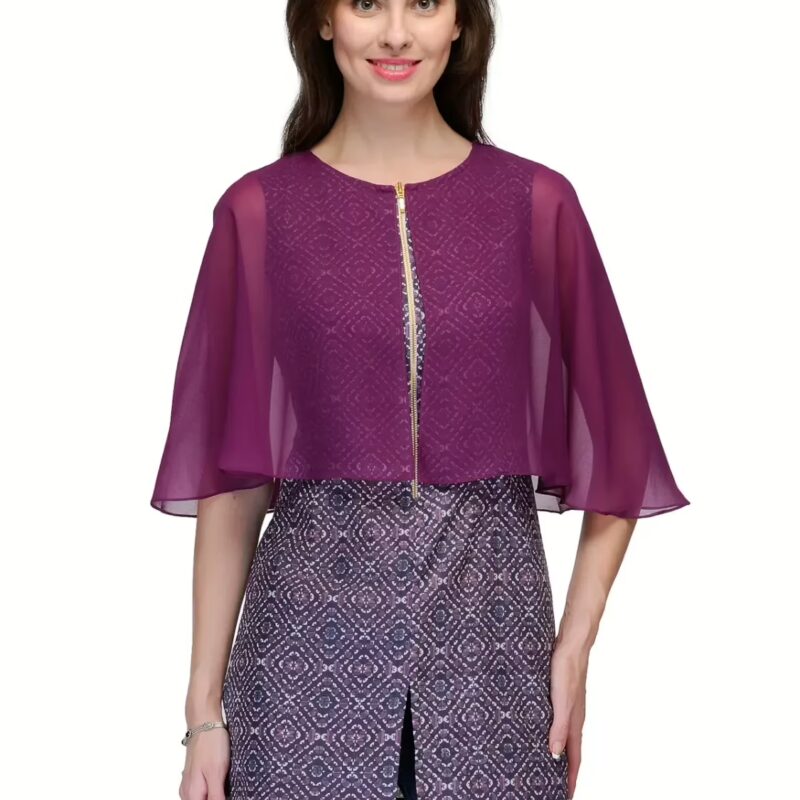 Raas Prêt Stylish Purple Cotton Sheer Casual Top