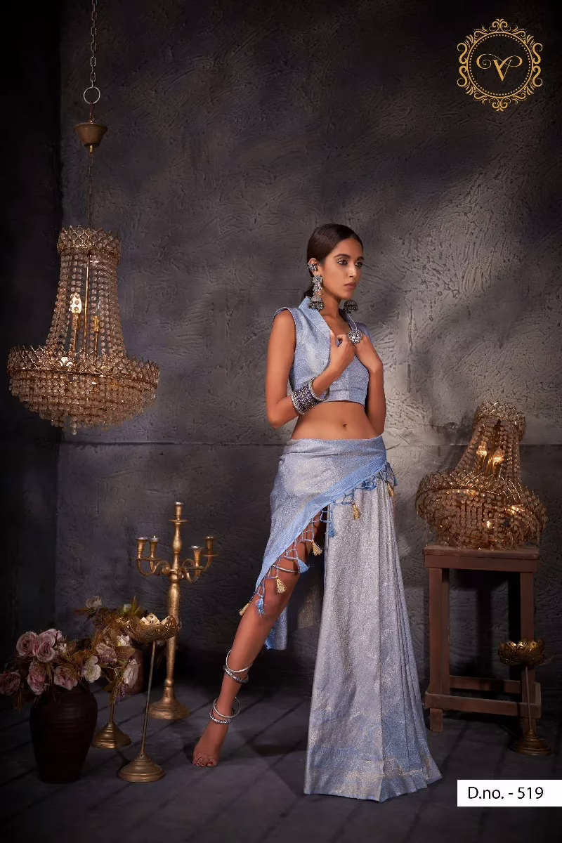 Aashni Zari Blue Women Saree - Image 2