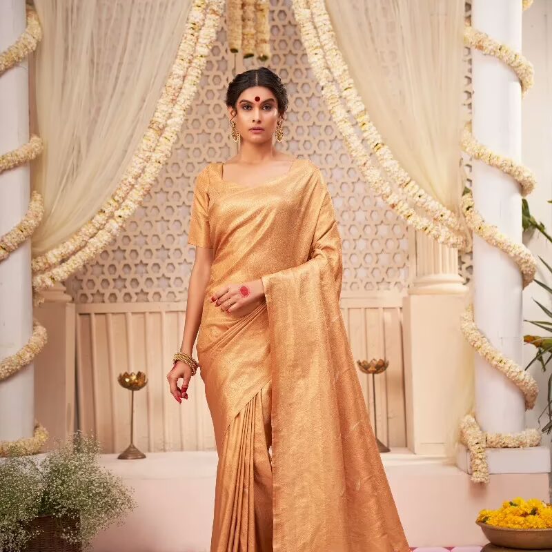 Amara Beige Zari Women Saree