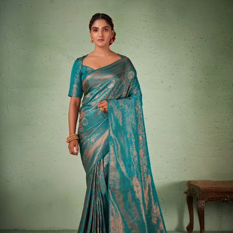 Anvaya Blue Zari Women Saree