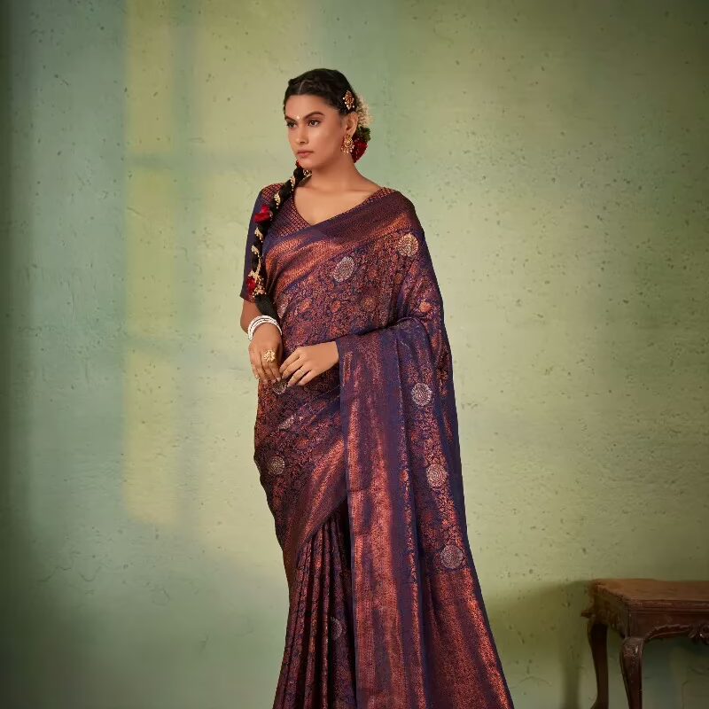 Anvaya Zari Blue Women Saree