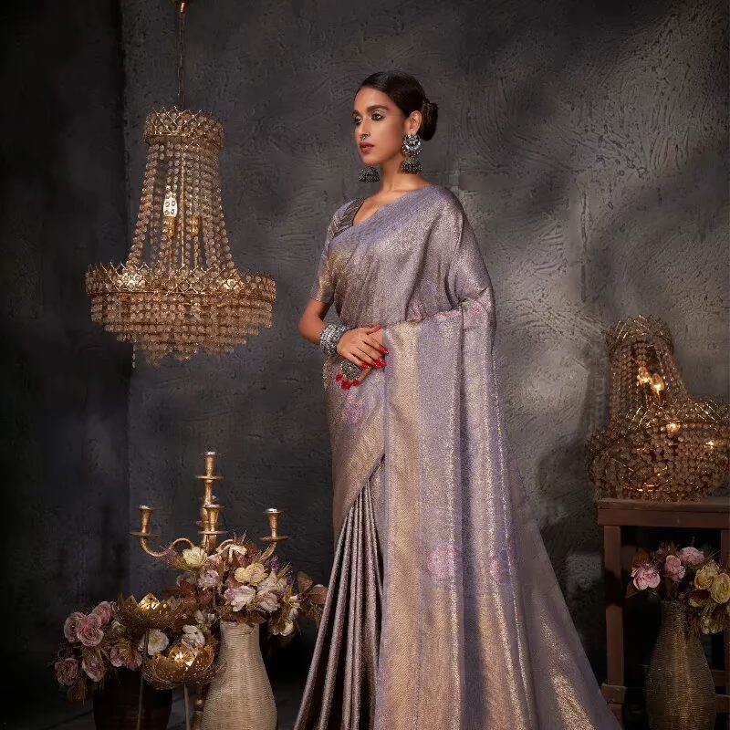 Ayana Grey Zari Women Saree