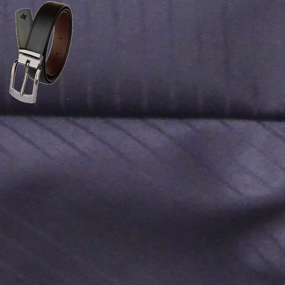 Raymond Black Stripes Trouser Fabric Free Belt