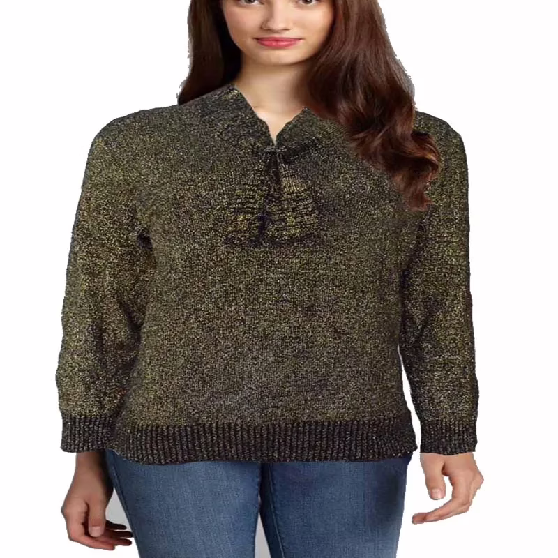 Skylar Golden Women Knotted V Neck Sweater