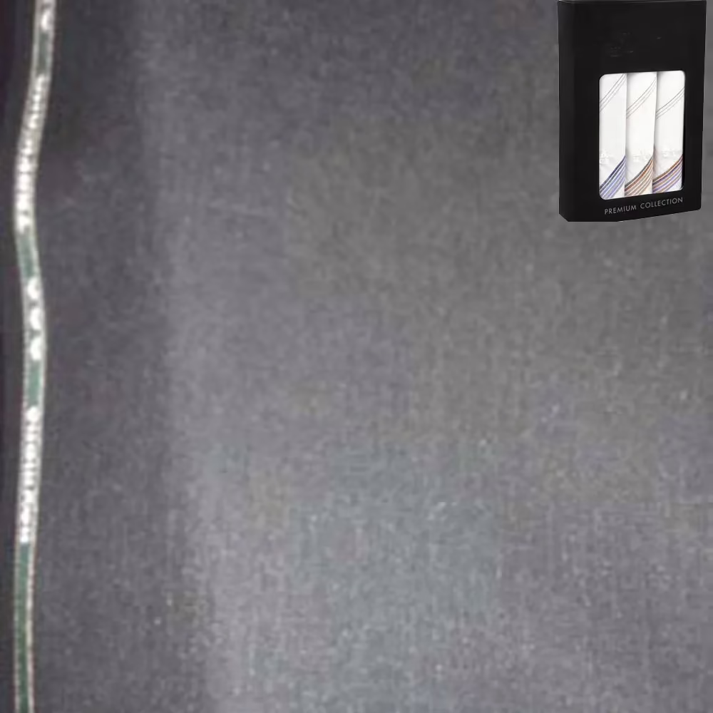 Raymond Greenish Black Self Check Trouser Fabric Free Handkerchief