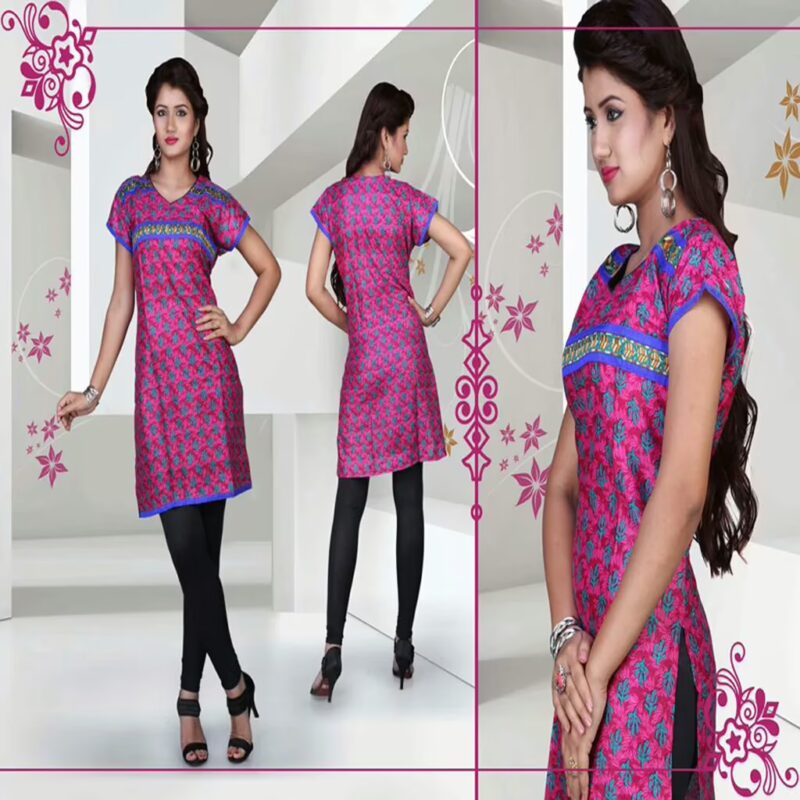 Pazaar Cerise Pink Printed Party Kurti