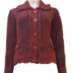 Chic Maroon Sparkling Front Button Cardigan/Sweater