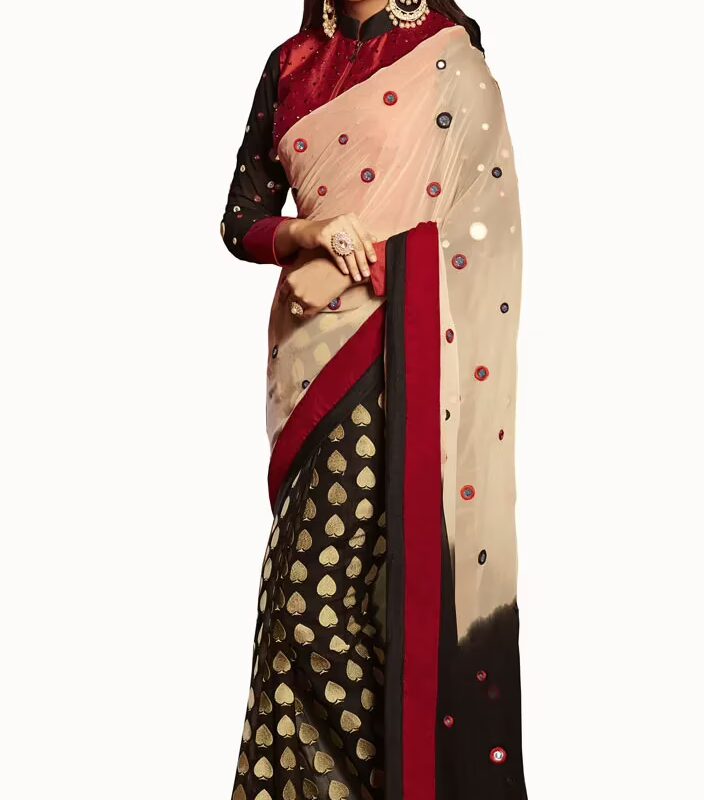 Club Art Decor Designer Coffee Saree With Pure Natural Fabrics