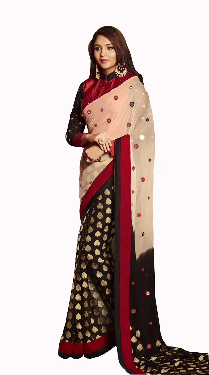 Club Art Decor Designer Coffee Saree With Pure Natural Fabrics