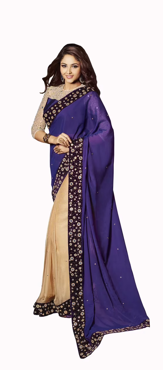 Club Art Decor Designer Blue Saree With Pure Natural Fabrics - Image 2